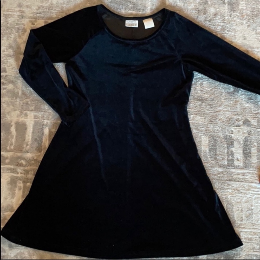 Vintage Black Velvet Mini Dress